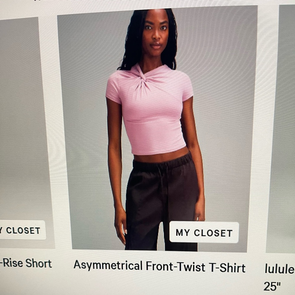 Lululemon - asymmetrical front twist tshirt - rose blush - small